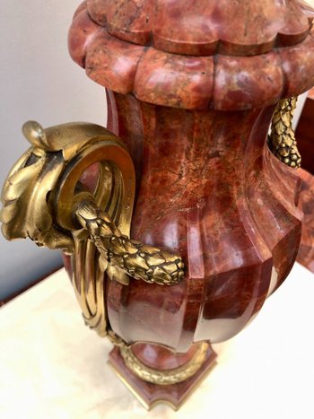 Marble Vase Mounted As A Lamp. Gilded Bronze Mounting Signed Susse Frères, Late 19th Century