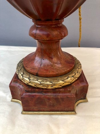 Marble Vase Mounted As A Lamp. Gilded Bronze Mounting Signed Susse Frères, Late 19th Century