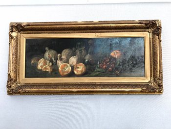 Nature-morte Signée F. Suzingler. Angleterre, 1896, huile sur toile