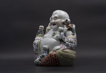 Budai Aus Terrakotta, glasiert, 20. Jahrhundert