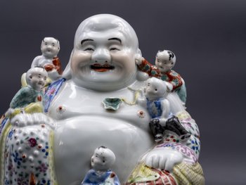 Budai Aus Terrakotta, glasiert, 20. Jahrhundert