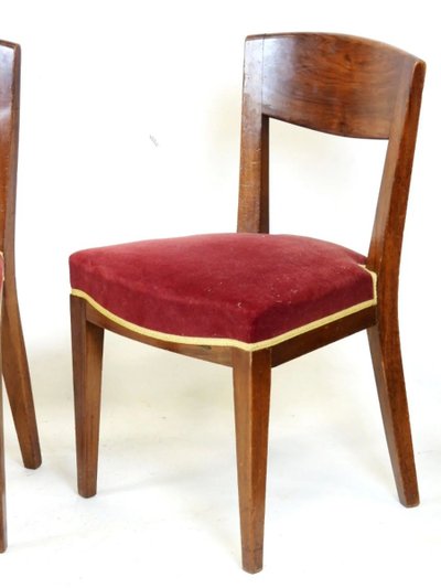 Eugène Printz , Suite De 4 Chaises Art Deco En Merisier Circa 1940