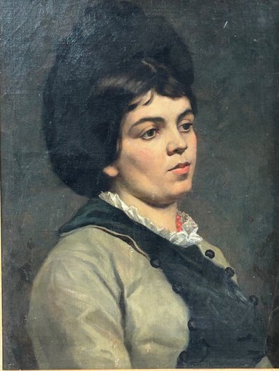 Portrait De Femme Au Collier De Corail Oil On Canvas 19th century