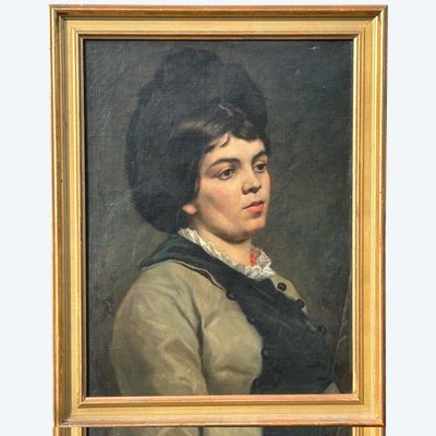 Portrait De Femme Au Collier De Corail Oil On Canvas 19th century