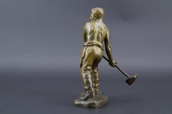 Bronze Figurant Un Travailleur à La Masse, Andor Ruff (1885 - 1951)