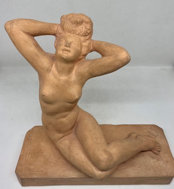 Sculpture en terrecuite, femme nue signé Galle Paris 