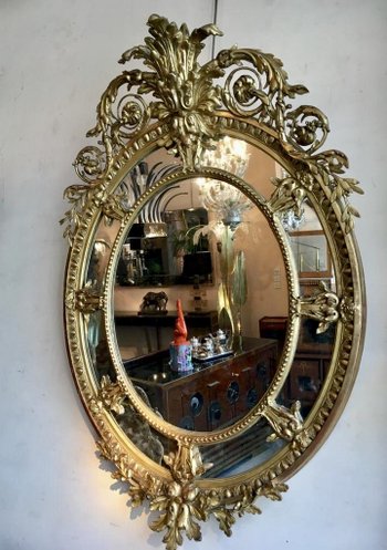 Miroir En Bois et Stuc Doré, XIXe Siècle