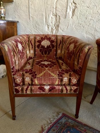 Pair Of Art Nouveau Upholstered Armchairs, 20th Century