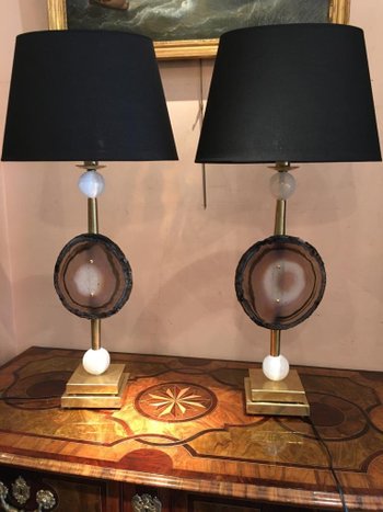 Pair Of "fossil" Lamps, 20th Century