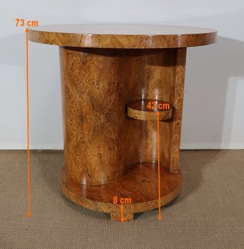  Table guéridon en Loupe de Thuya, Art déco modernisme– Début XXe 