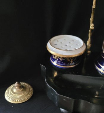 Nice inkwell Napoleon 3, gilt bronze porcelain in the taste of Sevre