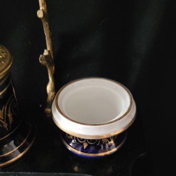 Nice inkwell Napoleon 3, gilt bronze porcelain in the taste of Sevre