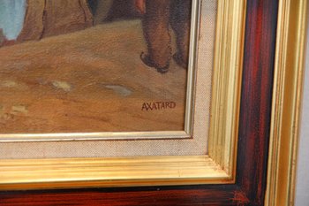 Huile Sur Toile Figurant Une Corrida Signée « Axatard », XXe Siècle