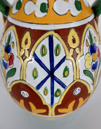 Polychrome Vase in glazed earthenware, Nabeul - 1920