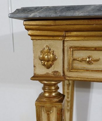  Marble and gilded wood console, Louis XVI style - 2nd part of the 19th century