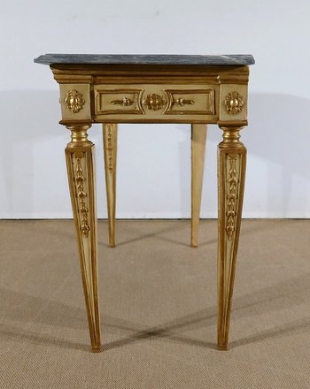  Marble and gilded wood console, Louis XVI style - 2nd part of the 19th century