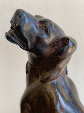 Sculpture De Chien assis En Bronze