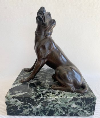 Sculpture De Chien assis En Bronze