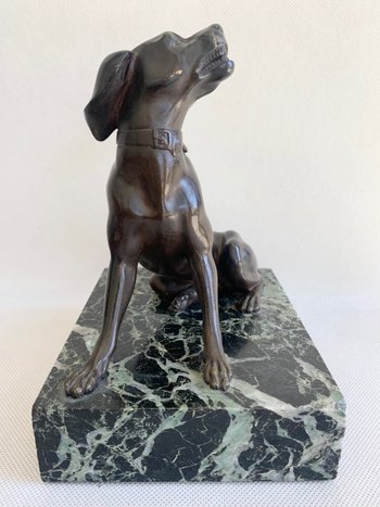 Sculpture De Chien assis En Bronze