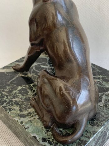 Sculpture De Chien assis En Bronze