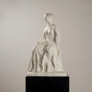 Gertrude Bret, Seated Woman, 1900s, Plaster Sculpture