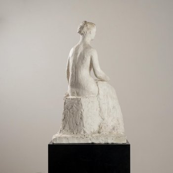 Gertrude Bret, Seated Woman, 1900s, Plaster Sculpture