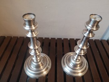 Pair of candlesticks - Silvered bronze - Circa 1900