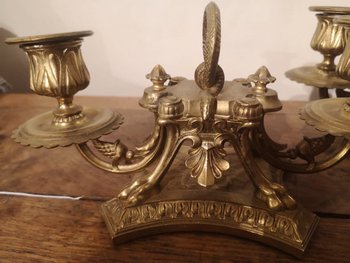 Pair of candlesticks - Gilt bronze - Circa 1900