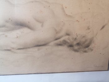 Lithograph - Reclining nude - Ch. Ponsard