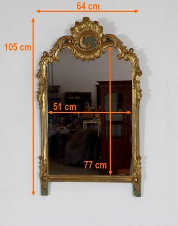  Miroir Rocaille en Bois Doré, Louis XV – 1900 