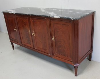 Credenza Luigi XVI in mogano cubano e marmo fiammato - XVIII