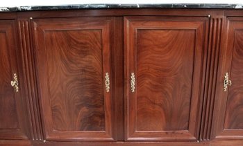 Credenza Luigi XVI in mogano cubano e marmo fiammato - XVIII