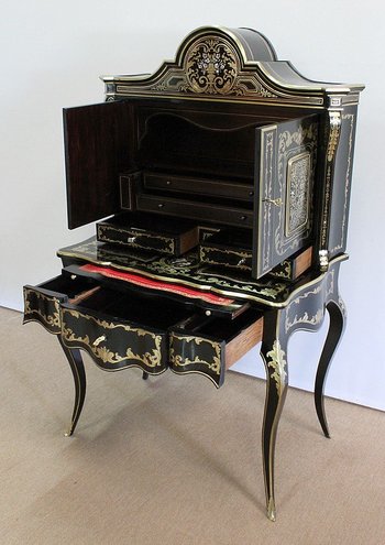 Rare Cabinet en Bois Noirci et Laiton, époque Napoléon III - XIXe