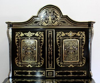 Rare Cabinet en Bois Noirci et Laiton, époque Napoléon III - XIXe