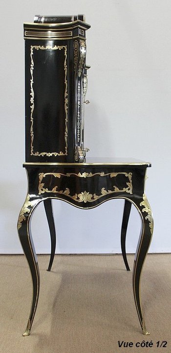 Rare Cabinet en Bois Noirci et Laiton, époque Napoléon III - XIXe