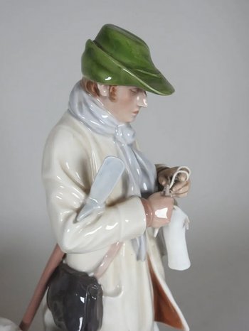 Meissen porcelain group a shepherd accompanied by his flock of sheep Model Y155 by Otto Pilz