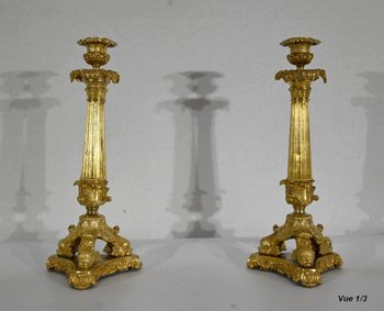 Pair of bronze torches, Restoration period - Early 19th century