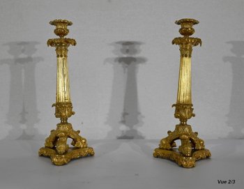 Pair of bronze torches, Restoration period - Early 19th century