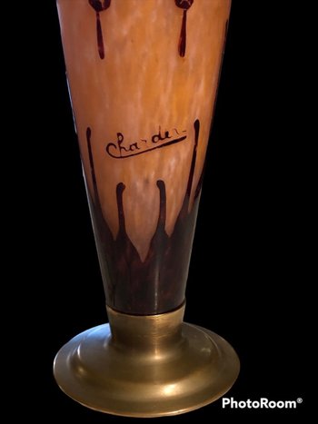 Vase - Charder - Le Verre Français - Art Deco - Rhododendrons - About 1930