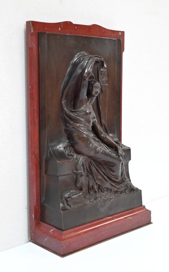 Stele aus Bronze und Marmor, "La Pensée", von H. Chapu - Ende 19.