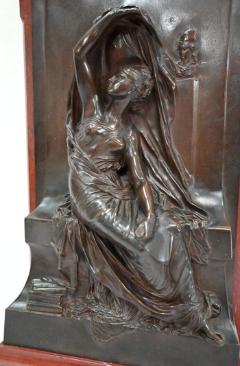 Stele aus Bronze und Marmor, "La Pensée", von H. Chapu - Ende 19.