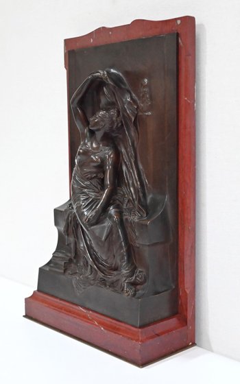 Stele aus Bronze und Marmor, "La Pensée", von H. Chapu - Ende 19.