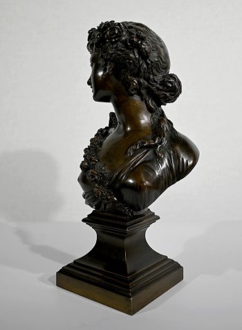 Bronze « Jeune femme couronnée de fleurs » d’après J.C. Marin – XIXe