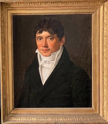 Oil on canvas of the 19th century, Portrait of a young man.