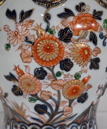 Wichtige Vase mit Imari-Dekor, signiert H. Gibot - 1943