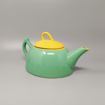 1980 Magnificent green and yellow ceramic tea/coffee service by Naj Oleari. Made in Italy