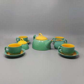 1980 Magnificent green and yellow ceramic tea/coffee service by Naj Oleari. Made in Italy