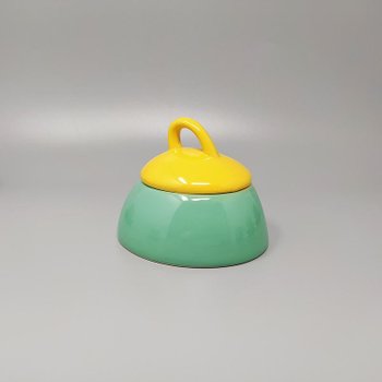 1980 Magnificent green and yellow ceramic tea/coffee service by Naj Oleari. Made in Italy