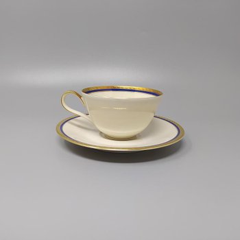 1950 Prächtiges weiß-blau-goldenes Tee-/Kaffeeservice aus bayerischem Porzellan. Hergestellt in Deutschland