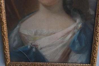 Portrait Of A Woman Pastel Under Glass 18th Century